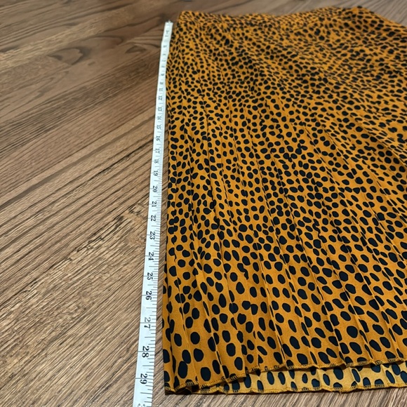 Yellow and black polka dot J.Crew pleated midi skirt size 0 - Picture 5 of 6